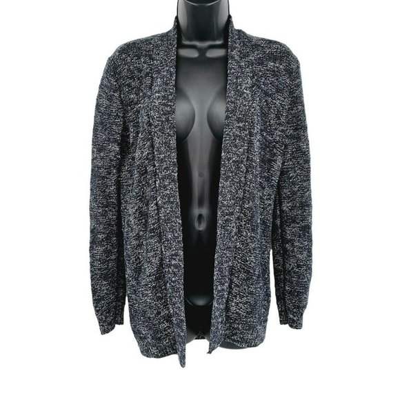 J Crew Factory Cardigan Sweater XS Open Black White Marled Long Sleeve Knit Cozy - Picture 11 of 11